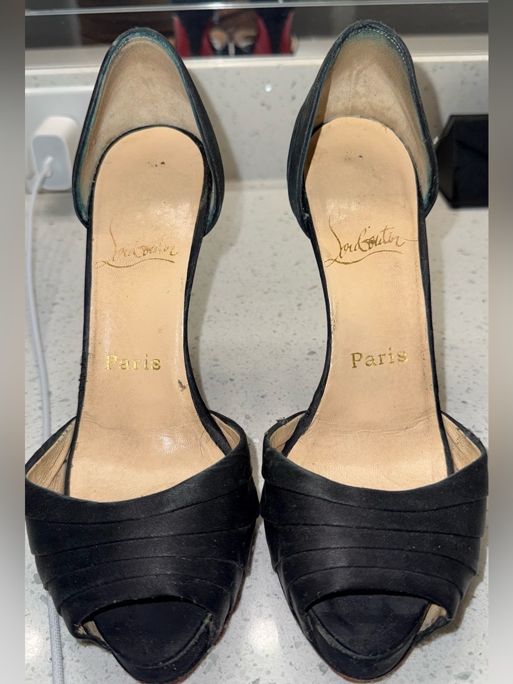 Christian Louboutin Armadillo Satin D'Orsay Peep-Toe Platform Pump (2008)
